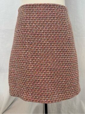 Babaton Tweed Mini Skirt Sz 4 Pink Multicolor Boucle Textured High Waist Aritzia